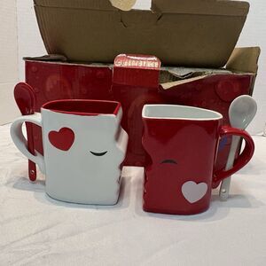 Blu Devil Kissing Mugs Set, Wedding Anniversary Gifts, Couple's Large Cups